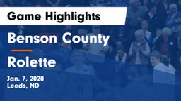 Benson County  vs Rolette Game Highlights - Jan. 7, 2020
