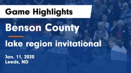 Benson County  vs lake region invitational Game Highlights - Jan. 11, 2020