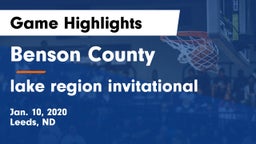 Benson County  vs lake region invitational Game Highlights - Jan. 10, 2020