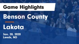 Benson County  vs Lakota  Game Highlights - Jan. 28, 2020