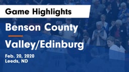 Benson County  vs Valley/Edinburg Game Highlights - Feb. 20, 2020