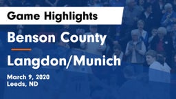 Benson County  vs Langdon/Munich  Game Highlights - March 9, 2020