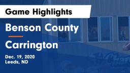 Benson County  vs Carrington  Game Highlights - Dec. 19, 2020