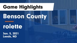 Benson County  vs rolette Game Highlights - Jan. 5, 2021