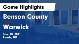 Benson County  vs Warwick  Game Highlights - Jan. 18, 2021