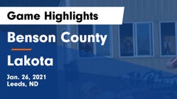 Benson County  vs Lakota  Game Highlights - Jan. 26, 2021