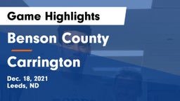 Benson County  vs Carrington  Game Highlights - Dec. 18, 2021