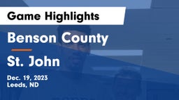 Benson County  vs St. John  Game Highlights - Dec. 19, 2023