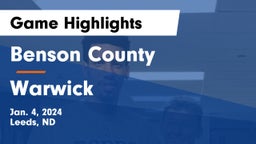 Benson County  vs Warwick  Game Highlights - Jan. 4, 2024