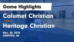 Calumet Christian  vs Heritage Christian  Game Highlights - Nov. 30, 2018