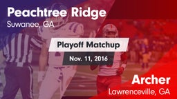 Matchup: Peachtree Ridge vs. Archer  2016