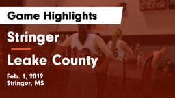 Stringer  vs Leake County  Game Highlights - Feb. 1, 2019