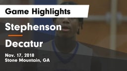 Stephenson  vs Decatur  Game Highlights - Nov. 17, 2018