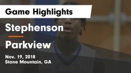 Stephenson  vs Parkview  Game Highlights - Nov. 19, 2018