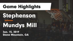 Stephenson  vs Mundys Mill  Game Highlights - Jan. 15, 2019