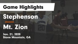 Stephenson  vs Mt. Zion  Game Highlights - Jan. 21, 2020