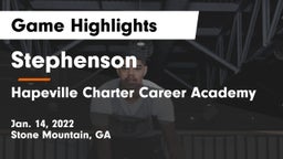 Stephenson  vs Hapeville Charter Career Academy Game Highlights - Jan. 14, 2022