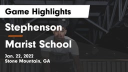 Stephenson  vs Marist School Game Highlights - Jan. 22, 2022