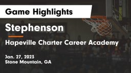 Stephenson  vs Hapeville Charter Career Academy Game Highlights - Jan. 27, 2023