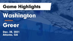 Washington  vs Greer  Game Highlights - Dec. 28, 2021