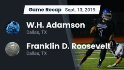 Recap: W.H. Adamson  vs. Franklin D. Roosevelt  2019