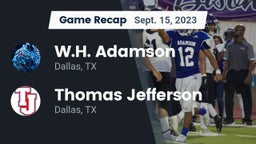 Recap: W.H. Adamson  vs. Thomas Jefferson  2023