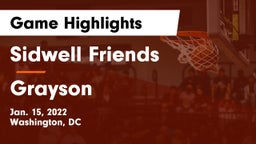 Sidwell Friends  vs Grayson  Game Highlights - Jan. 15, 2022