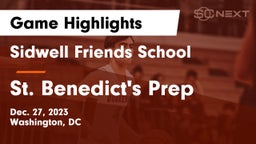 Sidwell Friends School vs St. Benedict's Prep  Game Highlights - Dec. 27, 2023