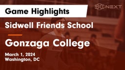 Sidwell Friends School vs Gonzaga College  Game Highlights - March 1, 2024