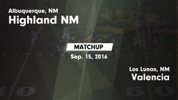 Matchup: Highland vs. Valencia  2016