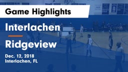 Interlachen  vs Ridgeview  Game Highlights - Dec. 12, 2018