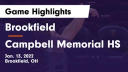 Brookfield  vs Campbell Memorial HS Game Highlights - Jan. 13, 2022