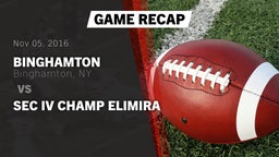 Recap: Binghamton  vs. Sec IV Champ Elimira 2016
