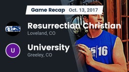 Recap: Resurrection Christian  vs. University  2017