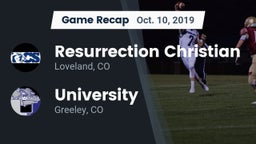 Recap: Resurrection Christian  vs. University  2019