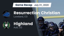 Recap: Resurrection Christian  vs. Highland  2020