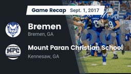 Recap: Bremen  vs. Mount Paran Christian School 2017