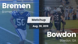 Matchup: Bremen vs. Bowdon  2019