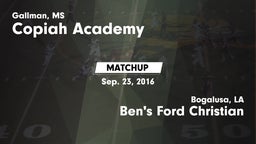 Matchup: Copiah Academy vs. Ben's Ford Christian  2016