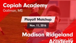 Matchup: Copiah Academy vs. Madison Ridgeland Academy 2016