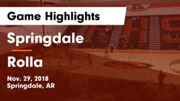Springdale  vs Rolla  Game Highlights - Nov. 29, 2018