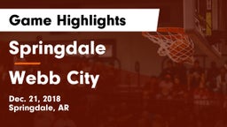 Springdale  vs Webb City  Game Highlights - Dec. 21, 2018
