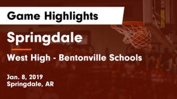 Springdale  vs West High - Bentonville Schools Game Highlights - Jan. 8, 2019