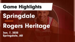 Springdale  vs Rogers Heritage  Game Highlights - Jan. 7, 2020