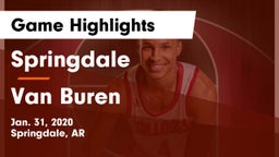 Springdale  vs Van Buren  Game Highlights - Jan. 31, 2020