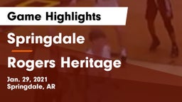 Springdale  vs Rogers Heritage  Game Highlights - Jan. 29, 2021