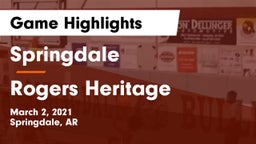 Springdale  vs Rogers Heritage  Game Highlights - March 2, 2021