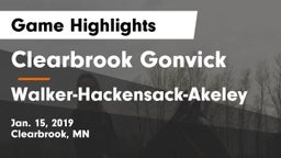 Clearbrook Gonvick  vs Walker-Hackensack-Akeley  Game Highlights - Jan. 15, 2019