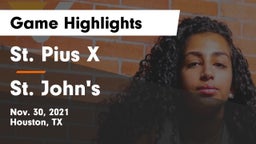 St. Pius X  vs St. John's  Game Highlights - Nov. 30, 2021
