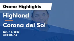 Highland  vs Corona del Sol  Game Highlights - Jan. 11, 2019